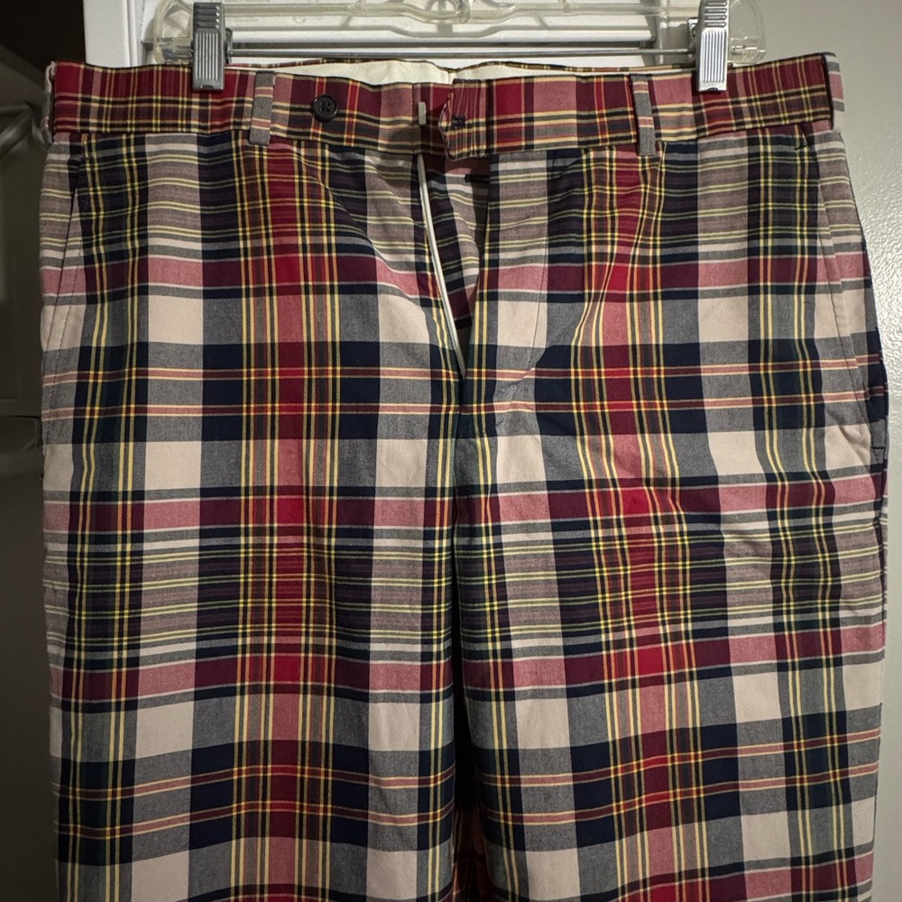 Brooks Brothers Plaid Cotton Blend Mens Red & Navy 35/37